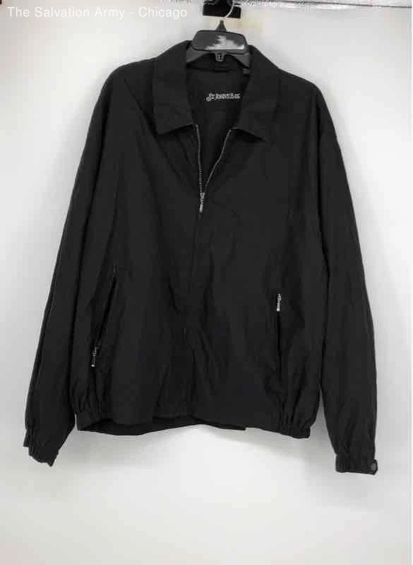 St. John's Bay Mens Black Long Sleeve Full-Zip Pockets Windbreaker Jacket Sz 2XL - Image 1 of 4