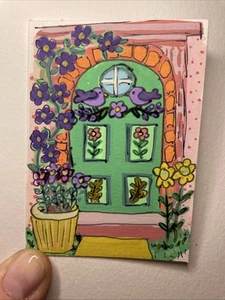 aceo pintura original, Serie Puerta Nº 2, acrílico, 2,5” x 3,5”, miniatura - Imagen 1 de 3