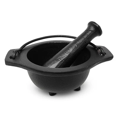 Cast Iron Cauldron Mortar and Pestle Set 3 inch Diameter - Image 1 of 4