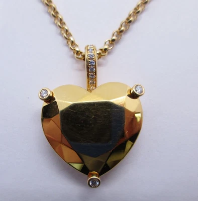 Auténtico corazón y cadena Shopard de diamantes de oro de 18 quilates diamantes F-VS1 15,20 gramos Foto 1 de 4