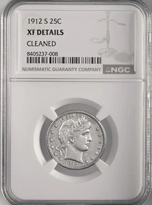 1912-S  25C BARBER SILVER QUARTER  NGC XF DETAILS "CLEANED"  #8405237-008 - Picture 1 of 4