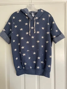 Alternative Apparel Blue with White Stars Pullover Hoodie Womens Large - Picture 1 of 5