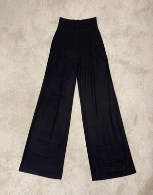French Connection Tilly Twill Wide Leg Trouser Black Sz 0 High Waisted $148 - Image 1 of 4