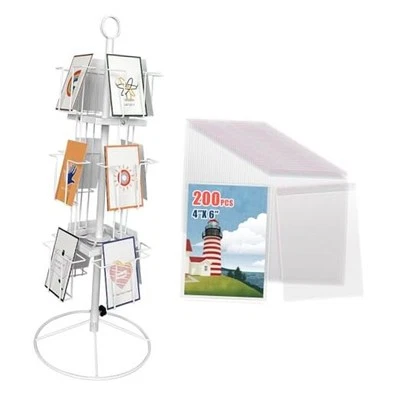 Soporte giratorio para tarjetas de felicitación Tongmo - Encimera giratoria de 12 bolsillos con blanco Foto 1 de 4