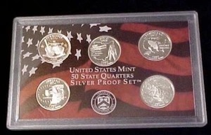 2002-S Statehood Quarter SILVER 5 Coin Proof Set In Original Mint Plastic Holder - Picture 1 of 2