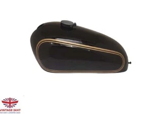 FIT FOR NORTON P11 N15 MATCHLESS G15 STEEL SCRAMBLER BLACK TANK +GOLD PINSTRIPES - Picture 1 of 5