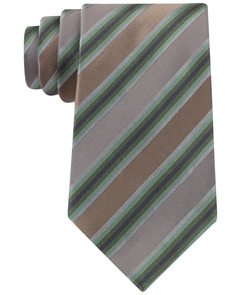 $115 Kenneth Cole Hombres Gris Marrón Verde Rayas Cuello Corbata Vestido Corbata 57 X 3.25 Foto 1 de 1