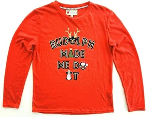 Poof Girl Girls Size 16 L/S Red 'Rudolph Made Me Do It' Christmas Glitter Top  - Picture 1 of 5
