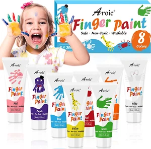 8PCS Washable Finger Paint for Kids, Non-Toxic Finger Paints 8Colors, Art Suppli - Picture 1 of 16
