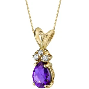 Oravo 14 Kt Gelbgold Birne 0,50 cts Amethyst Diamant Anhänger - Bild 1 von 3