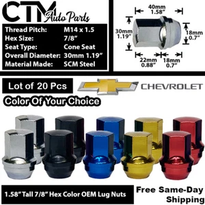 20Pc CHEVY CAMARO CORVETTE EQUINOX IMPALA OEM FACTORY LUG NUT 14x1.5 STOCK WHEEL - Picture 1 of 8