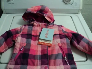 Cat & Jack Kleinkind Mädchen 12M rosa lila kariert Schneejacke Mantel wasserdicht 3 in 1 - Bild 1 von 4