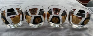 Vintage Cera 22k Gold & Black Coin Roly Poly Glasses Roman Lot of 4 MCM - Picture 1 of 3