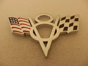 Car V8 Vintage Logo USA Flag Trunk Emblem Badge Decals Sticker Metal Chrome - Picture 1 of 3