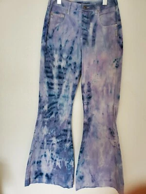 Pantalón vaquero plateado gris azul marino púrpura caqui corbata teñido grande gris negro 6 8 10 Foto 1 de 4