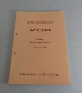 Manual de Taller Peugeot 204 Break Kastenlieferwagen Motor Diesel XL 4D . 1973 - Imagen 1 de 2
