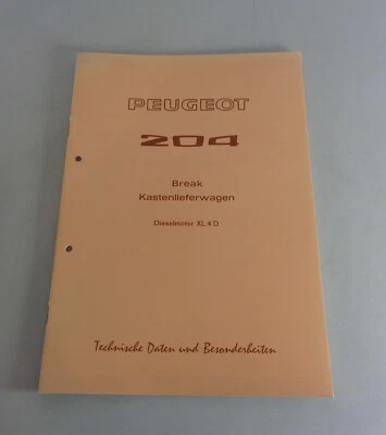 Manual De Taller Peugeot 204 Break Furgoneta Motor Diésel XL 4 D St.1973 - Imagen 1 de 2