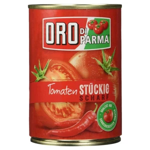 Oro di Parma geschälte stückige Tomaten scharf in der Dose 400g