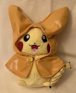 Pokemon Center 2014 Pikachu Orange Raincoat Umbrella Stuffed Animal Plush 8” - Picture 1 of 11
