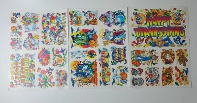 3 Decoraciones Vintage Ventana Feliz Halloween Acción de Gracias y Pascua Años 90 Foto 1 de 4