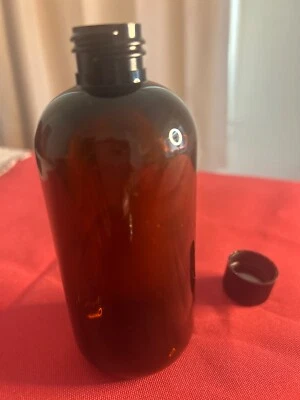 10, 8oz PET BPH Free Plastic AMBER bottles with lids  - Image 1 of 4