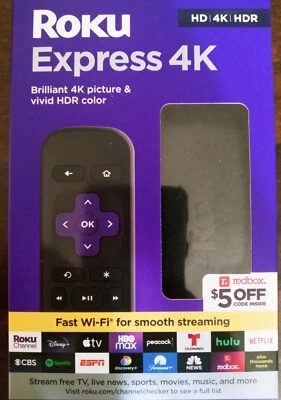 roku express 4k/HD/HDR with a $5 off Redbox code included.  - Image 1 of 4