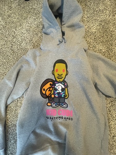 A BATHING APE (BAPE) FELPA CON CAPPUCCIO PULLOVER APE BAPE BAPE KID CUDI BABY MILOVER GRIGIO HEATHER L
