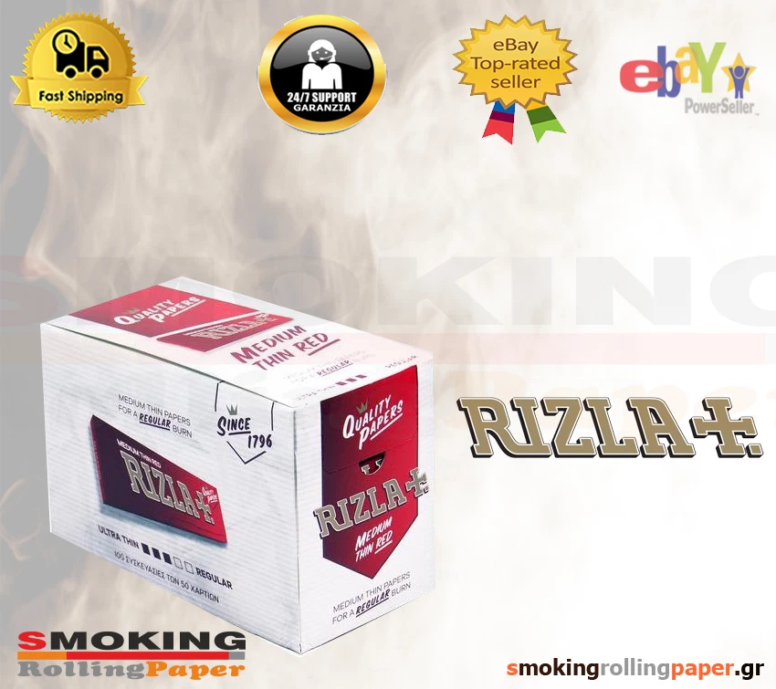 Cartine RIZLA Red Regular Standard Size Rolling Papers 100 Booklets 1 x Box