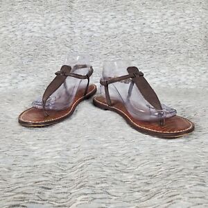 Sam Edelman Size 10 M Brown T-Strap Leather Women Sandal Shoes