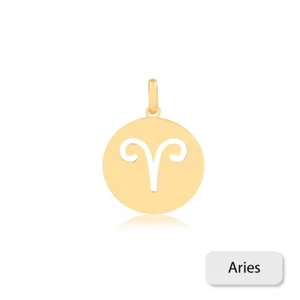 Aries Zodiac Sign 14k Solid Gold Medal Pendant for Necklace for Teens,Women,Men - Picture 1 of 7