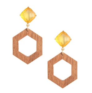 Plunder Design "Aleta" Ohrringe - Holz mit gelbem Akzent! - Bild 1 von 3