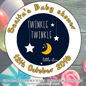 Twinkle Star Christening Party Stickers Baby Shower Personalised3 sizes