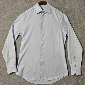 Suitsupply Button Up Shirt 39 / 15.5 Extra Slim Fit Light Blue Traveller Cotton - Picture 1 of 6