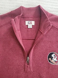 Cutter & Buck 1/4 Zip Sweater Vest-Mens XXL/TTG-FSU Embroidered Logo-Heather Red - Picture 1 of 14