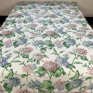 Waverly Flat Sheet Twin 66x92 Pink Blue Hydrangeas Cotton Blend Ruffle Piping - Picture 1 of 11