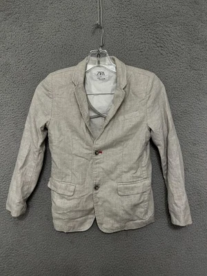 Chaqueta de lino Zara niños talla 9 beige abotonada niños Foto 1 de 4