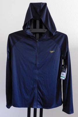 Speedo Women’s Size L Long Sleeve Hooded Rash Guard Swim Jacket – Black UPF NWT - Image 1 of 3