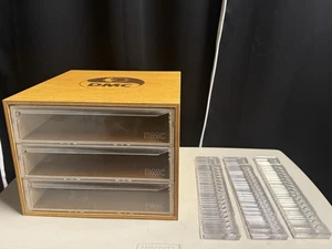 Vintage DMC Thread Floss Wooden Wood 3 Drawer Box Embroidery Storage w/ Dividers - Picture 1 of 11