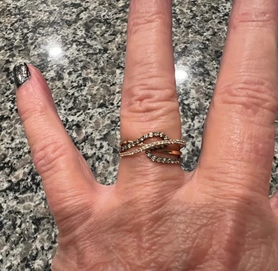 Le Vian Chocolatier Diamond .42tcw 14k rose Gold crisscross ring woman' sz 7 - Image 1 of 4