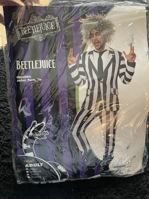 Disfraz de Halloween Beetlejuice adolescente. Adulto Sm. "Cosplay cintura 29""-31"" ligeramente usado" Foto 1 de 2