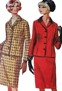 1960s Skirt Suit Pencil Tailored Jacket Notched Simplicity 6608 Sewing Pattern - Picture 1 of 3