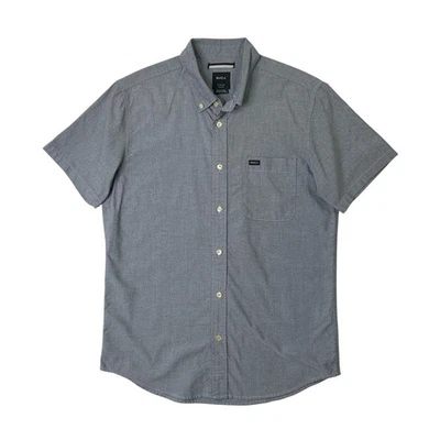 RVCA Shirt Men S Small Slate That'll Do Oxford SLIM Fit Short Sleeve Button Down - Image 1 of 4