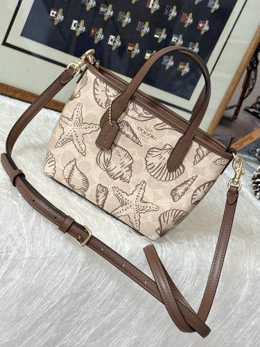 Coach City Mini borsa tote in tela firmata con stampa conchiglia cbm65