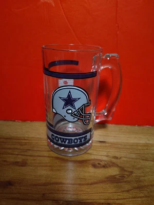 Caneca de cerveja Dallas Cowboys com cabo de vidro pedra em excelente estado usado - Imagem 1 de 3