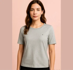 Tommy Hilfiger Damen Basic Baumwolle T-Shirt beige Gr. L - Bild 1 von 11