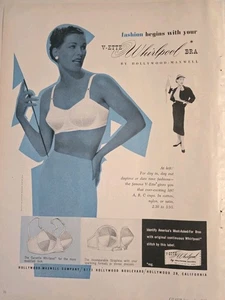 1950 women's Hollywood Maxwell V-ette Whirlpool Bra Vintage Fashion ad - Picture 1 of 1