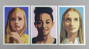 JULIAN OPIE Portraits SET 3 x LENTICULAR ART POSTCARDS 3D MOVING IMAGE - Picture 1 of 1