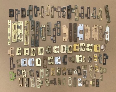 HUGE Lot of (100) Vintage Antique DOOR STRIKE PLATES & CATCHES Salvaged Hardware - Image 1 of 4
