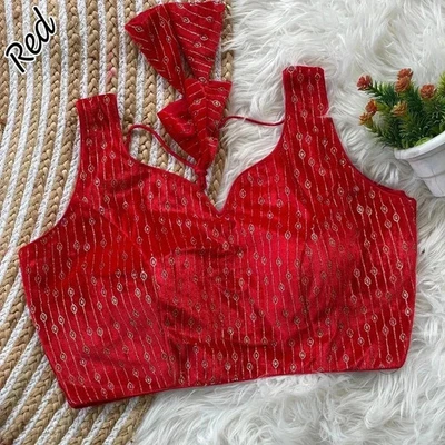 blusa sari mujer navratri milan seda mangas completas lentejuelas trabajo y jari blanco Foto 1 de 2