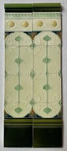 ENGLAND ANTIQUE ART NOUVEAU MAJOLICA 14 TILES SET c1900 - Picture 1 of 7